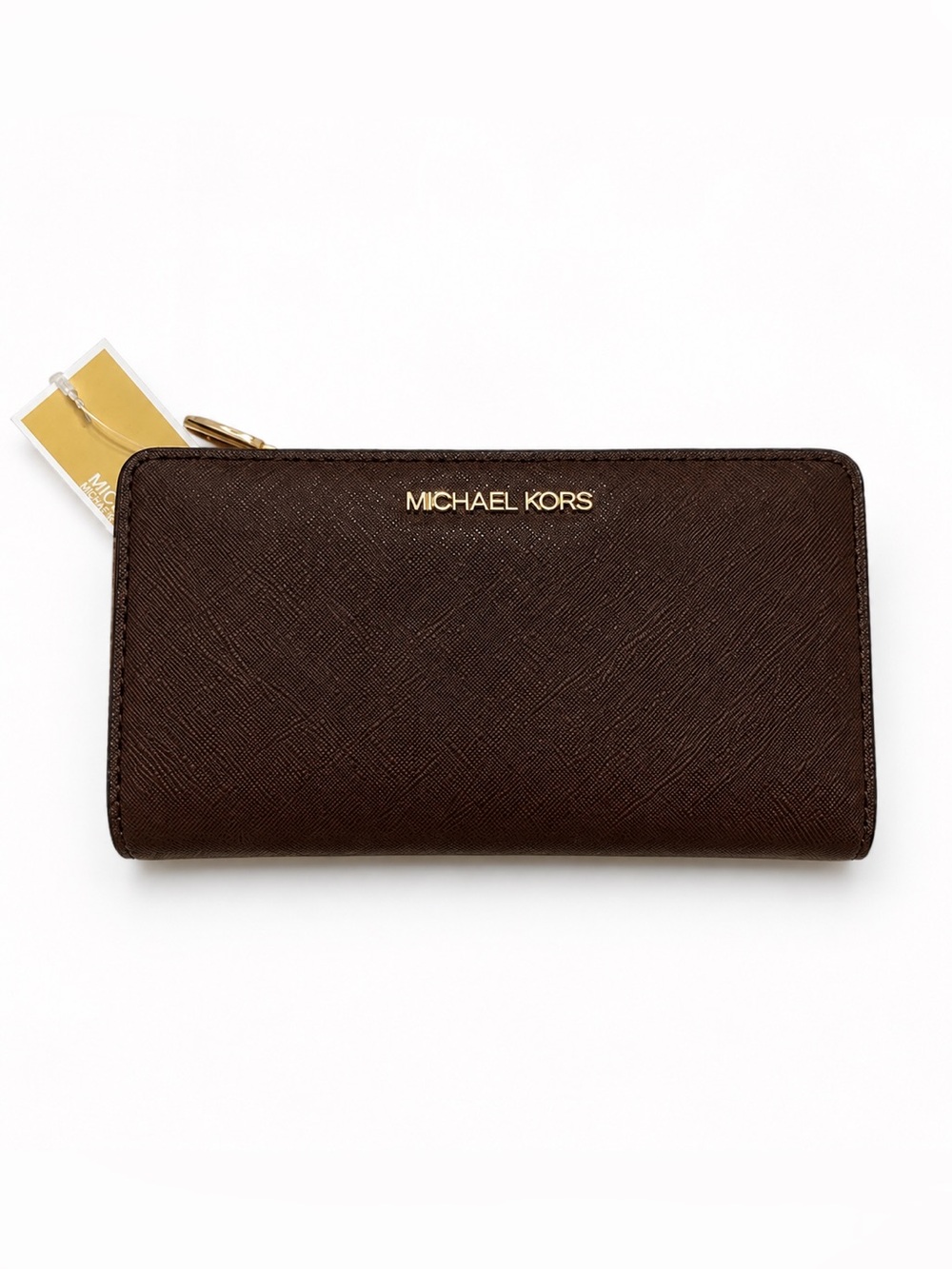 MICHAEL KORS Dark Brown Saffiano Zip-Around Wallet Classic chocolate
